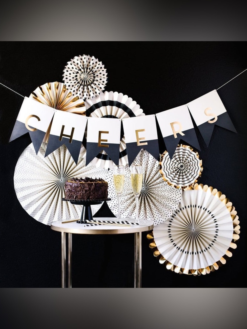Customizable PAPERLOVE Letter Banner Black Tie Gold and Black NWT